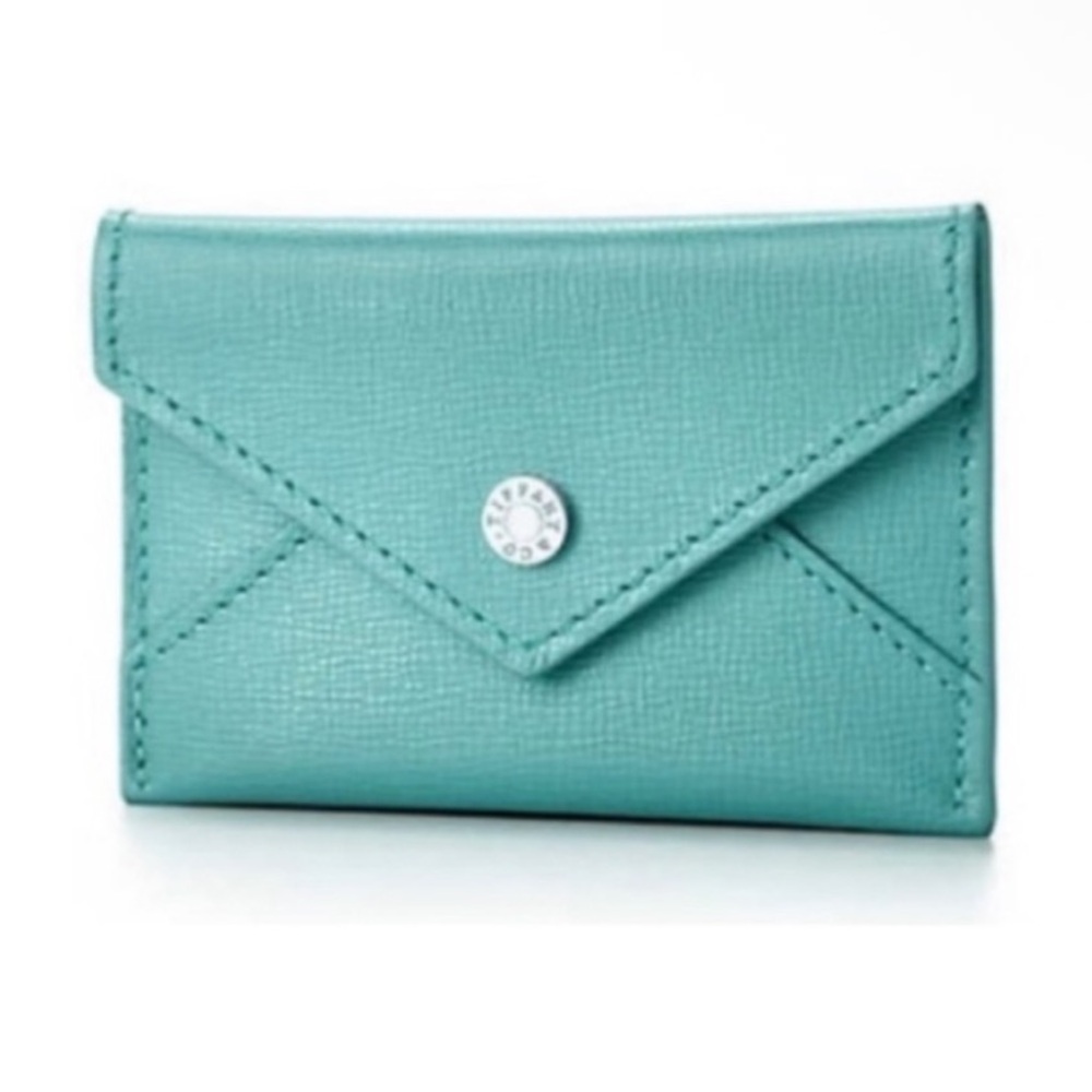 Tiffany & Co Card Holder Leather Envelope Wallet in signatureTiffany Blue